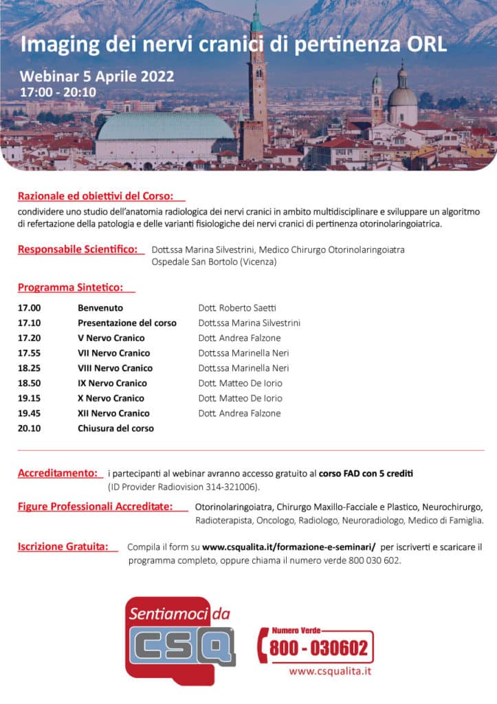 Corso Fad – Imaging Dei Nervi Cranici Di Pertinenza Orl