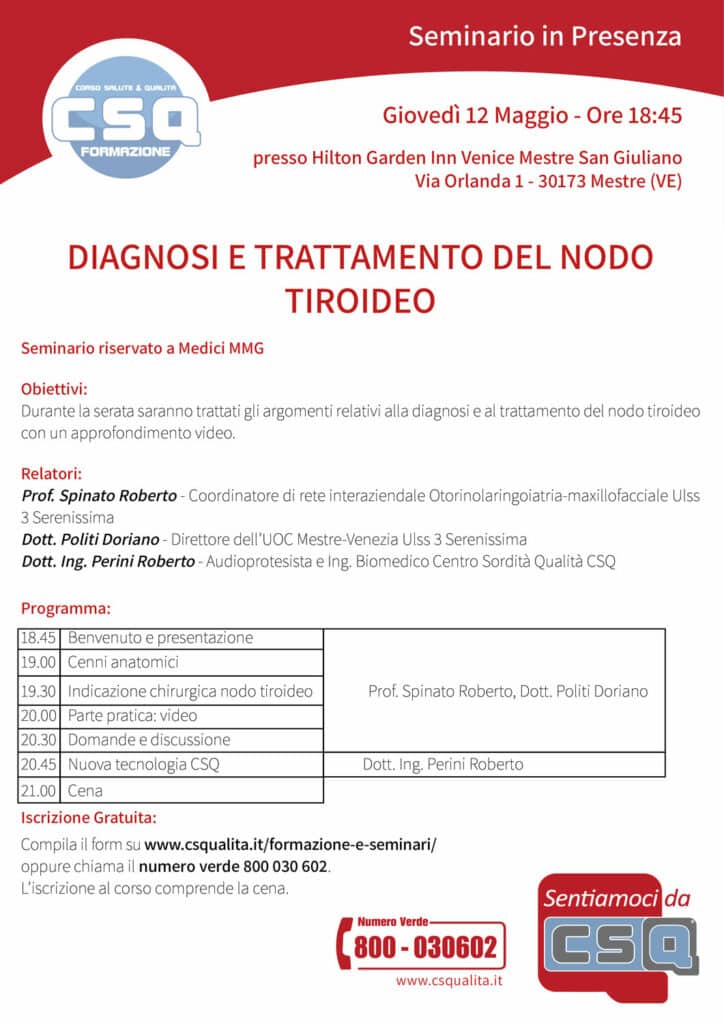 Seminario In Presenza – Diagnosi E Trattamento Del Nodo Tiroideo