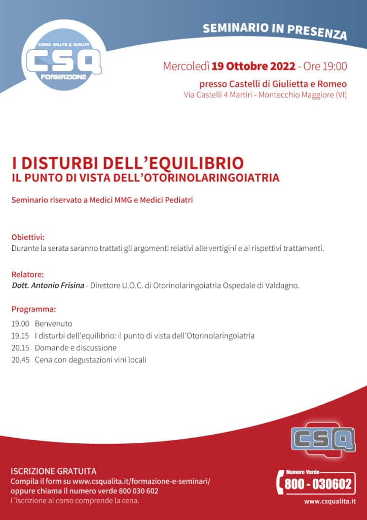 I Disturbi Dell’Equilibrio – Il Punto Di Vista Dell’Otorinolaringoiatria