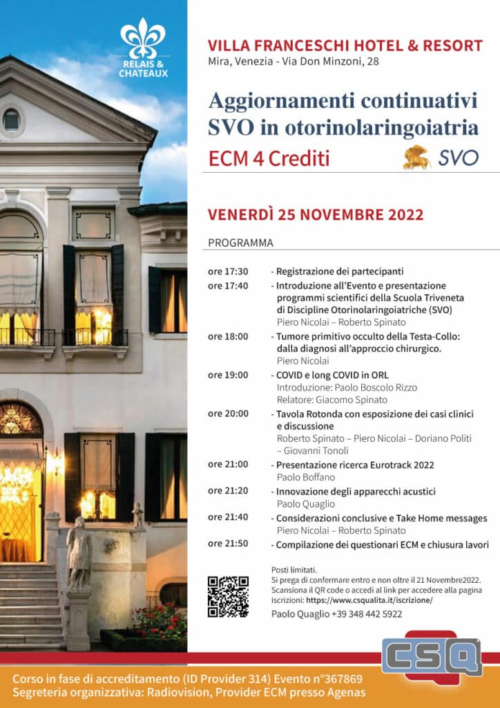 Aggiornamenti Continuativi Svo In Otorinolaringoiatria