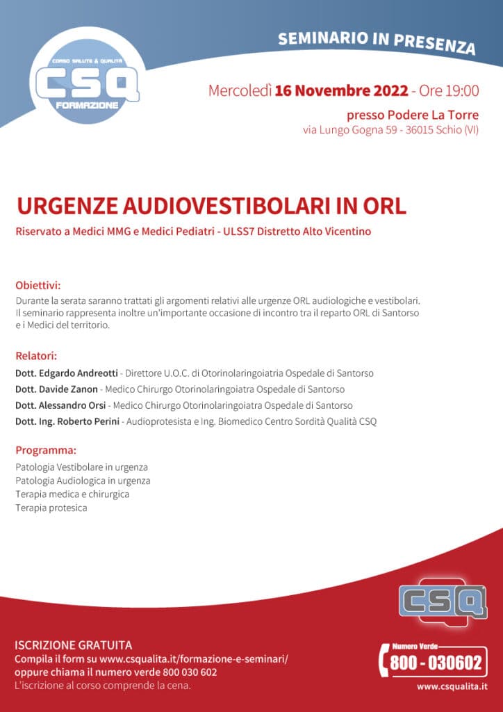 Urgenze Audiovestibolari In Orl