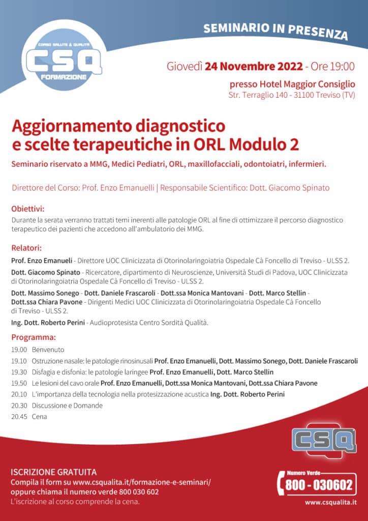 Aggiornamento Diagnostico E Scelte Terapeutiche In Orl Modulo 2